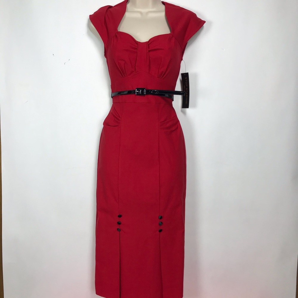 Stop Staring Red Wiggle Dress NWOT  Rockabilly